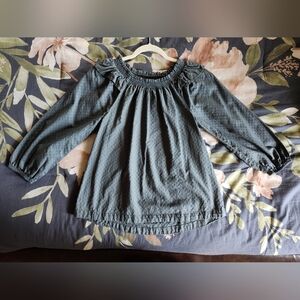 NWOT Muted Teal Textured Long Sleeve Peasant Top